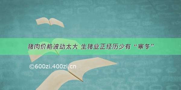 猪肉价格波动太大 生猪业正经历少有“寒冬”