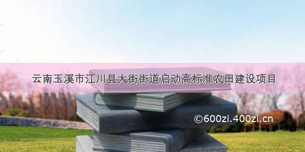 云南玉溪市江川县大街街道启动高标准农田建设项目