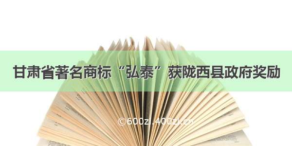 甘肃省著名商标“弘泰”获陇西县政府奖励