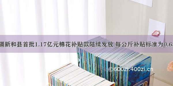 新疆新和县首批1.17亿元棉花补贴款陆续发放 每公斤补贴标准为0.63元