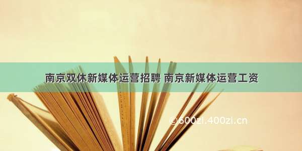 南京双休新媒体运营招聘 南京新媒体运营工资