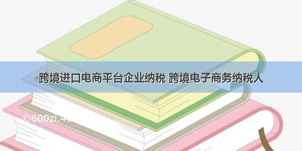 跨境进口电商平台企业纳税 跨境电子商务纳税人