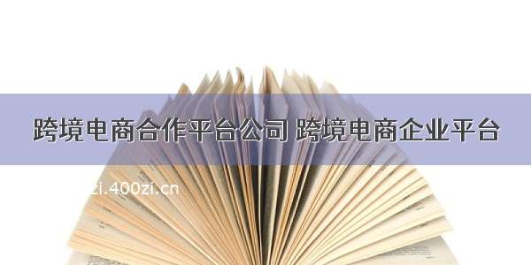 跨境电商合作平台公司 跨境电商企业平台