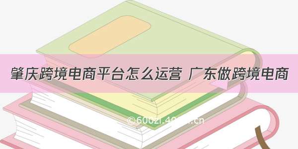 肇庆跨境电商平台怎么运营 广东做跨境电商