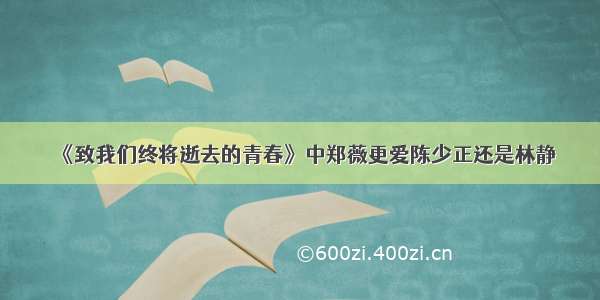 《致我们终将逝去的青春》中郑薇更爱陈少正还是林静