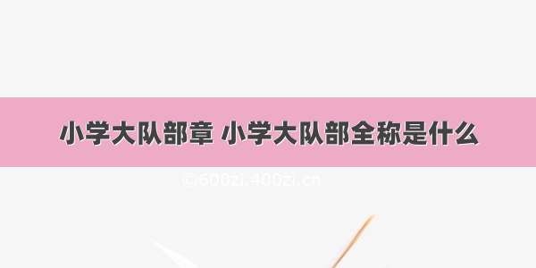 小学大队部章 小学大队部全称是什么