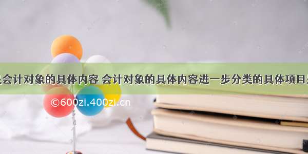 是会计对象的具体内容 会计对象的具体内容进一步分类的具体项目是