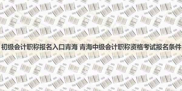 初级会计职称报名入口青海 青海中级会计职称资格考试报名条件