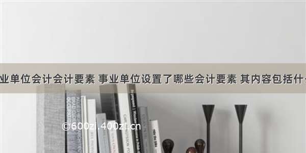 事业单位会计会计要素 事业单位设置了哪些会计要素 其内容包括什么?