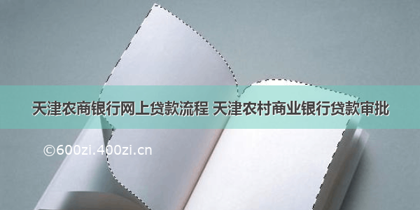 天津农商银行网上贷款流程 天津农村商业银行贷款审批