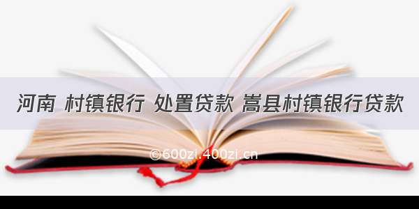 河南 村镇银行 处置贷款 嵩县村镇银行贷款