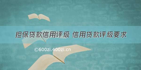 担保贷款信用评级 信用贷款评级要求