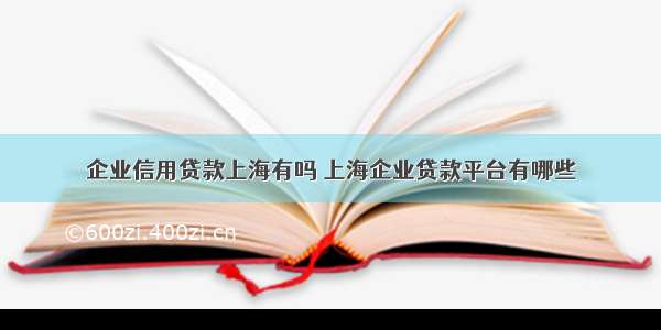 企业信用贷款上海有吗 上海企业贷款平台有哪些