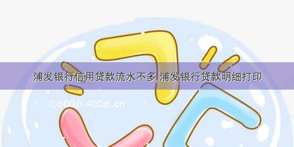 浦发银行信用贷款流水不多 浦发银行贷款明细打印