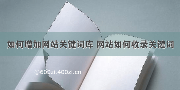 如何增加网站关键词库 网站如何收录关键词