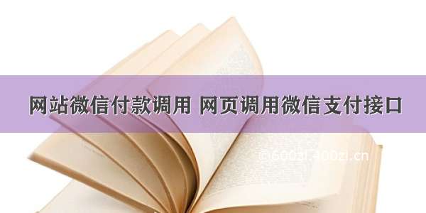 网站微信付款调用 网页调用微信支付接口