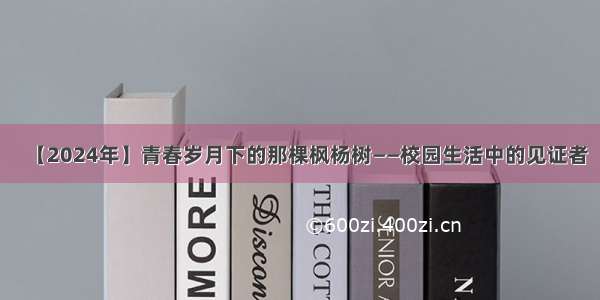 【2024年】青春岁月下的那棵枫杨树——校园生活中的见证者