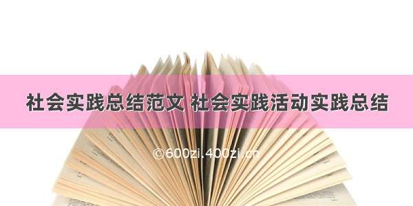 社会实践总结范文 社会实践活动实践总结