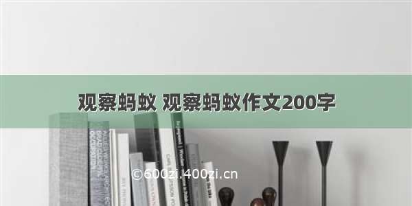 观察蚂蚁 观察蚂蚁作文200字