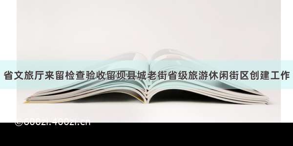 省文旅厅来留检查验收留坝县城老街省级旅游休闲街区创建工作