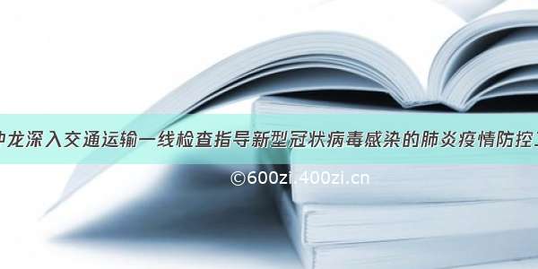 何冲龙深入交通运输一线检查指导新型冠状病毒感染的肺炎疫情防控工作