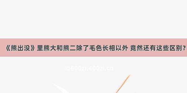 《熊出没》里熊大和熊二除了毛色长相以外 竟然还有这些区别？