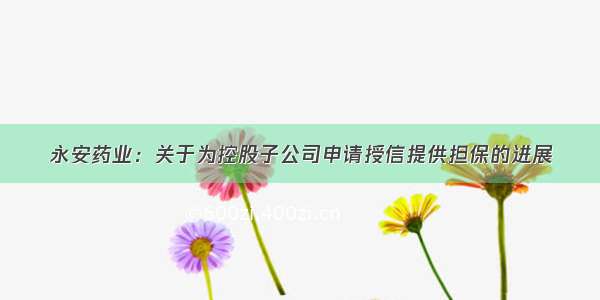 永安药业：关于为控股子公司申请授信提供担保的进展