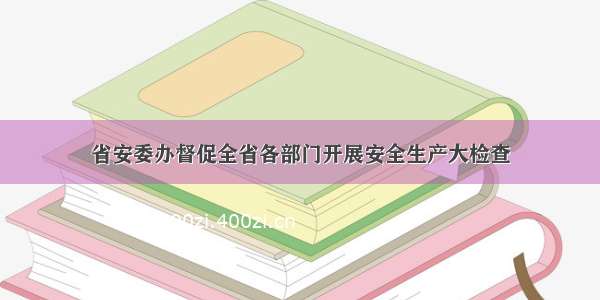 省安委办督促全省各部门开展安全生产大检查