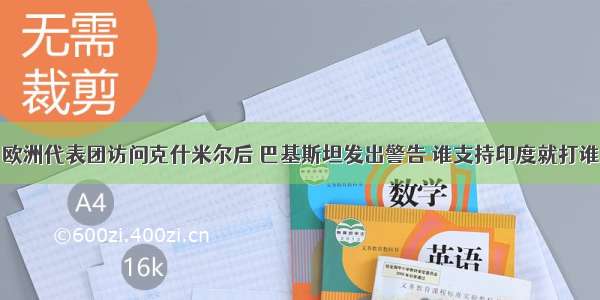 欧洲代表团访问克什米尔后 巴基斯坦发出警告 谁支持印度就打谁