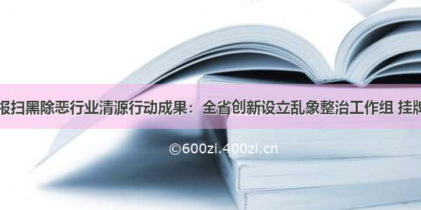 四川自贡通报扫黑除恶行业清源行动成果：全省创新设立乱象整治工作组 挂牌问题得到全