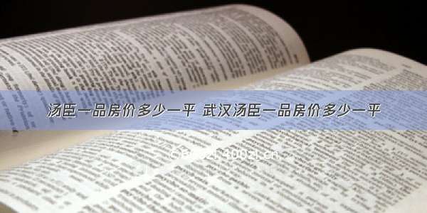 汤臣一品房价多少一平 武汉汤臣一品房价多少一平