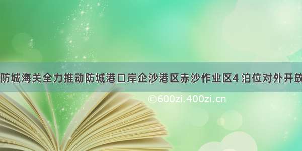 防城海关全力推动防城港口岸企沙港区赤沙作业区4 泊位对外开放