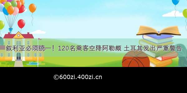 叙利亚必须统一！120名乘客空降阿勒颇 土耳其发出严重警告