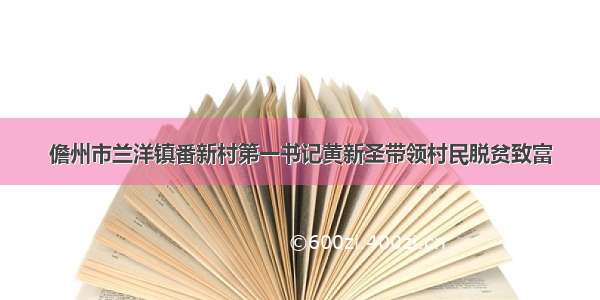 儋州市兰洋镇番新村第一书记黄新圣带领村民脱贫致富