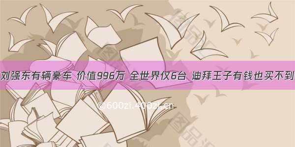 刘强东有辆豪车 价值996万 全世界仅6台 迪拜王子有钱也买不到