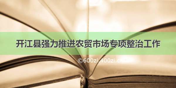 开江县强力推进农贸市场专项整治工作