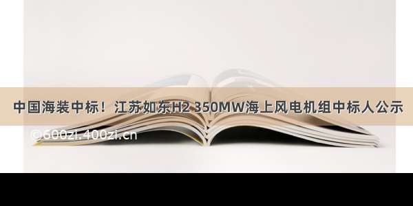 中国海装中标！江苏如东H2 350MW海上风电机组中标人公示