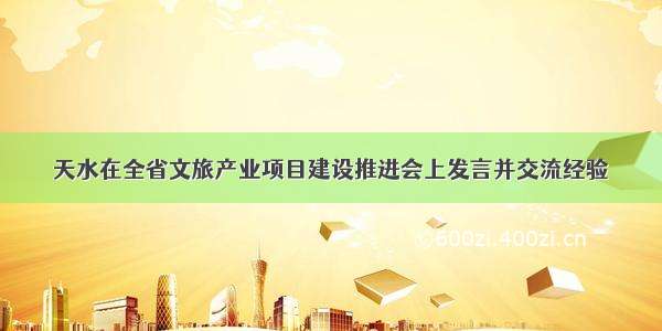 天水在全省文旅产业项目建设推进会上发言并交流经验