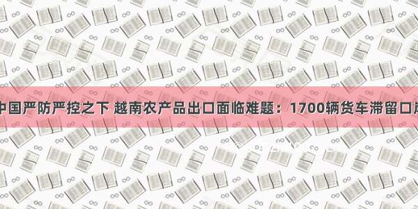 中国严防严控之下 越南农产品出口面临难题：1700辆货车滞留口岸