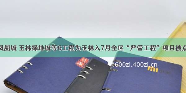 碧桂园凤凰城 玉林绿地城等6工程为玉林入7月全区“严管工程”项目被点名通报