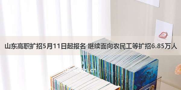 山东高职扩招5月11日起报名 继续面向农民工等扩招6.85万人