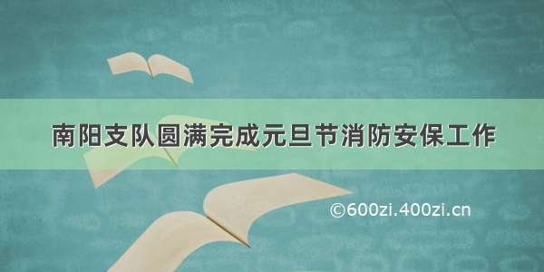 南阳支队圆满完成元旦节消防安保工作