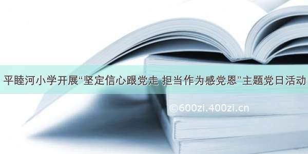 平睦河小学开展“坚定信心跟党走 担当作为感党恩”主题党日活动