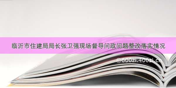 临沂市住建局局长张卫强现场督导问政问题整改落实情况