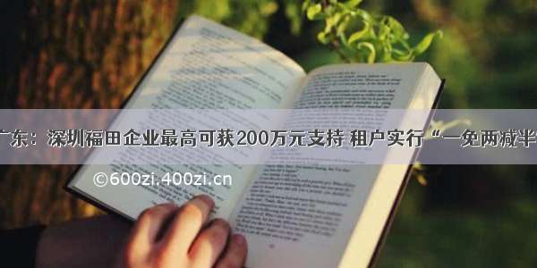 广东：深圳福田企业最高可获200万元支持 租户实行“一免两减半”