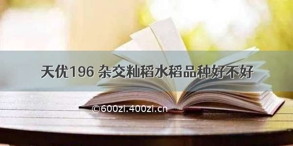 天优196 杂交籼稻水稻品种好不好