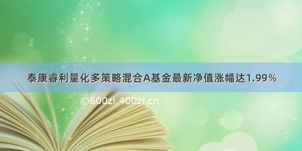 泰康睿利量化多策略混合A基金最新净值涨幅达1.99％