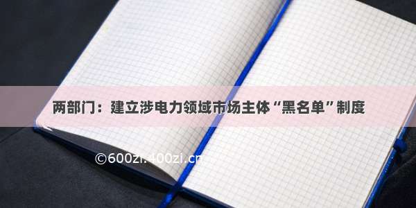 两部门：建立涉电力领域市场主体“黑名单”制度