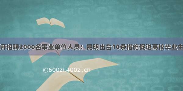 今年再公开招聘2000名事业单位人员！昆明出台10条措施促进高校毕业生就业创业