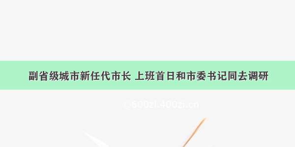 副省级城市新任代市长 上班首日和市委书记同去调研